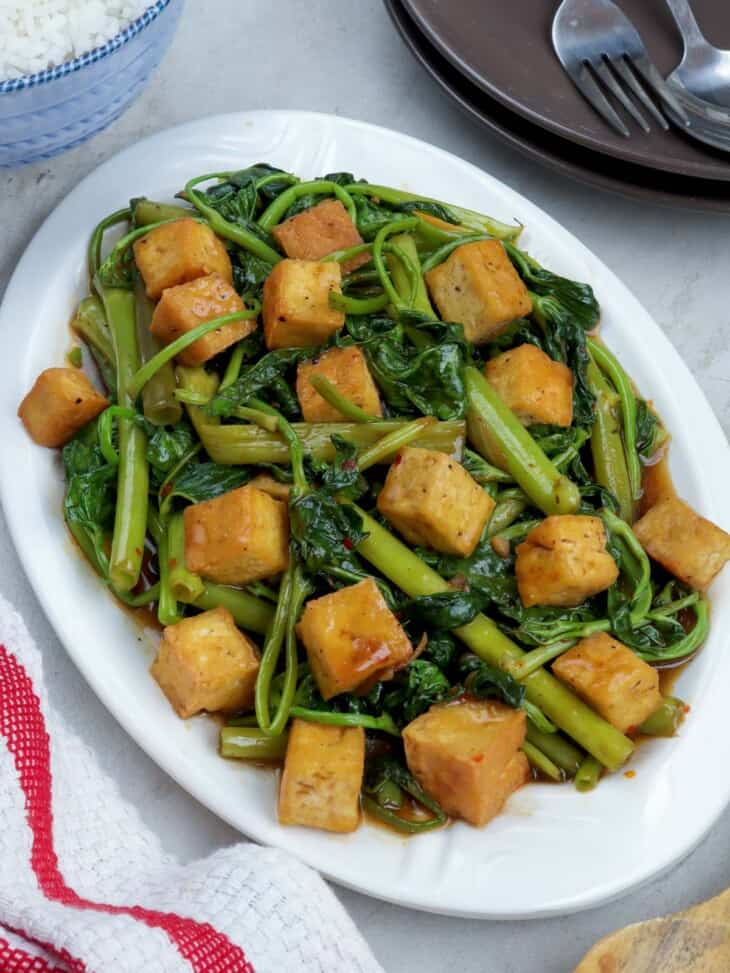 Kangkong And Tofu With Oyster Sauce Kawaling Pinoy