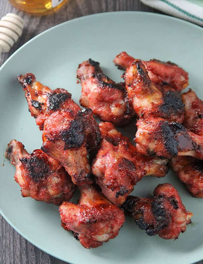 Baked Honey Bagoong Chicken Wings on a serving plate.