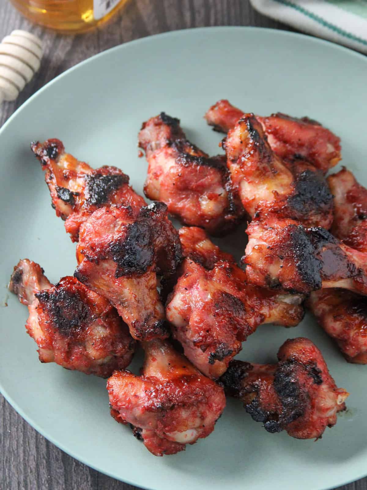 Baked Honey Bagoong Chicken Wings on a serving plate.