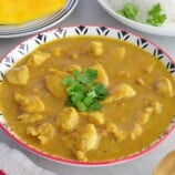 Mango Curry Chicken in a serving bowl.