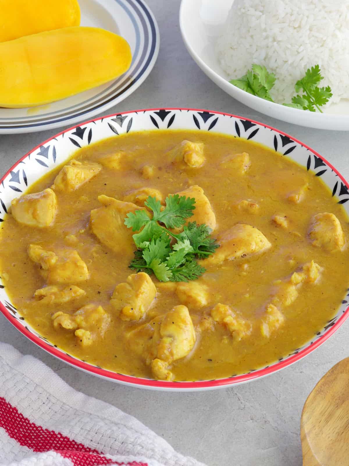 Mango Curry Chicken in a serving bowl.