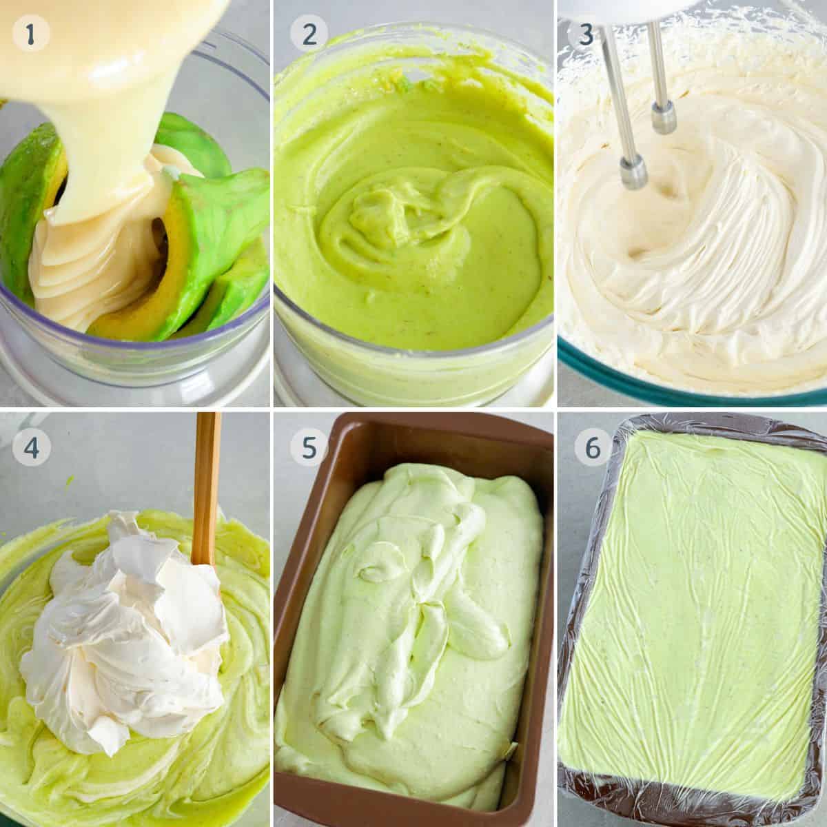making no-churn avocado ice cream.