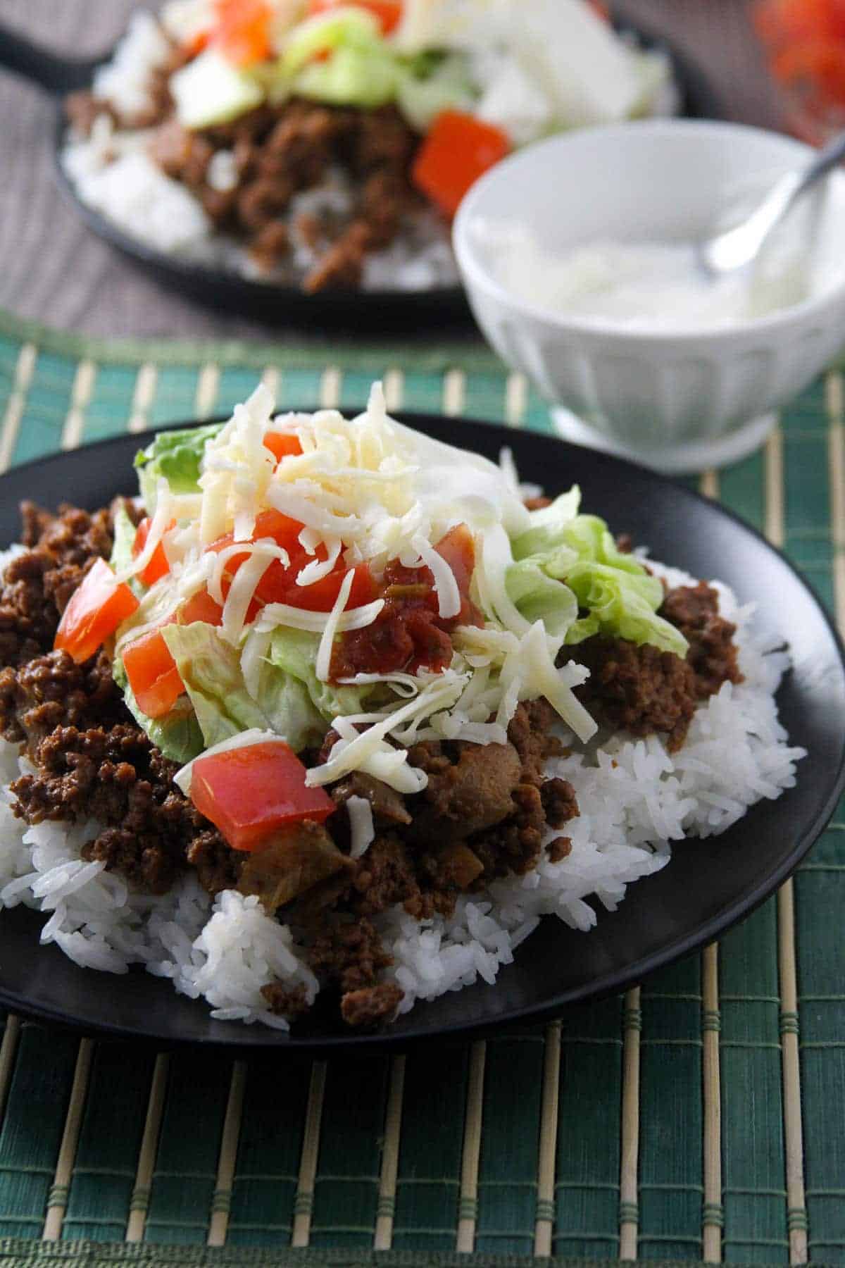 Taco Rice Recipe (Okinawan Taco Fillings Served on Rice) - Cooking