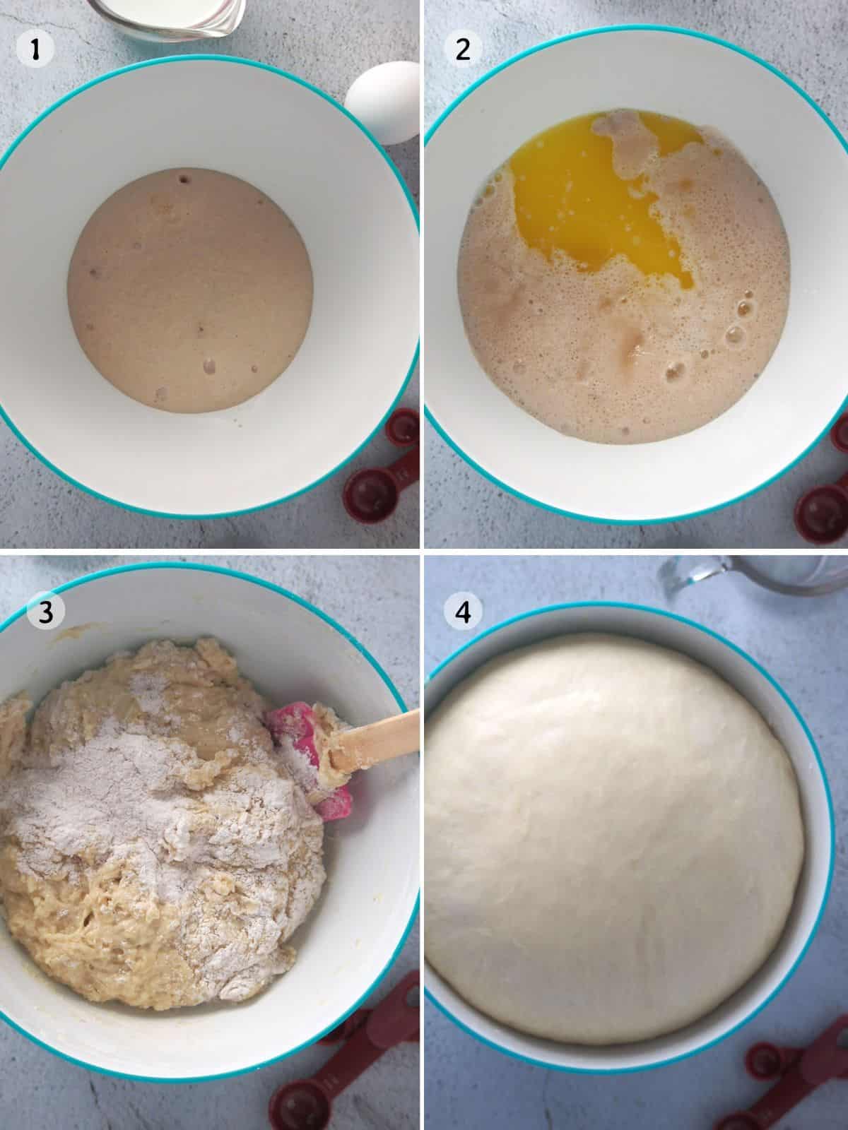 making yeast dough for bicho-bicho in a bowl.