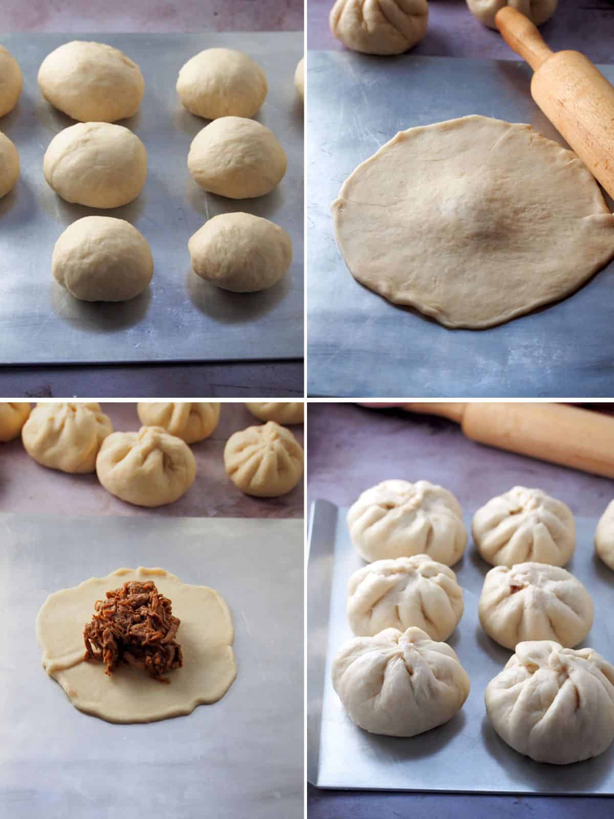 assembling siopao asado