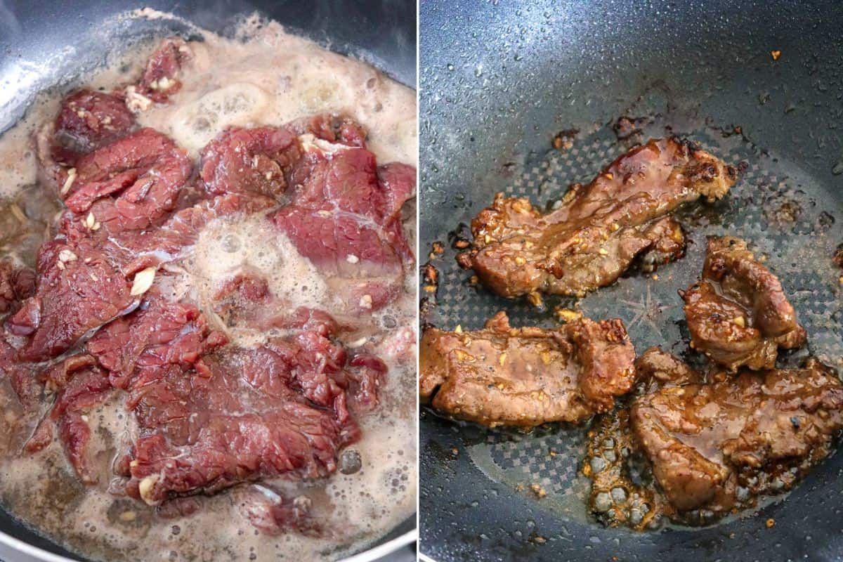 cooking tapa in water and then pan-frying in a pan.