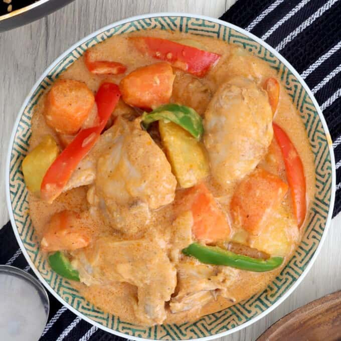 Creamy Chicken Afritada in a serving bowl.