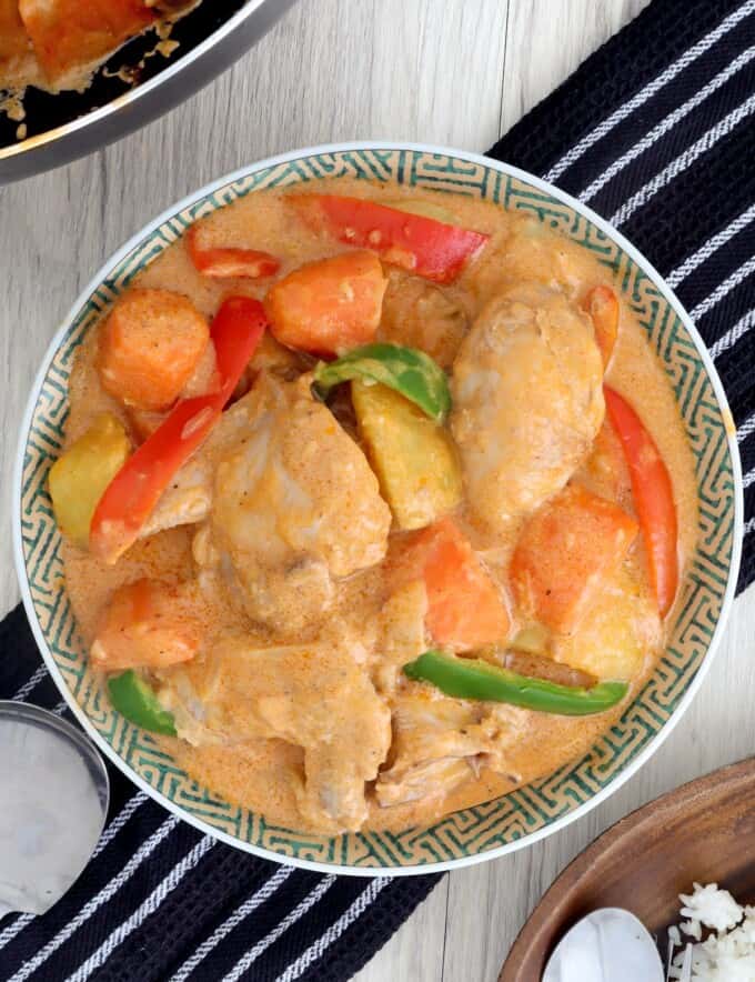 Creamy Chicken Afritada in a serving bowl.