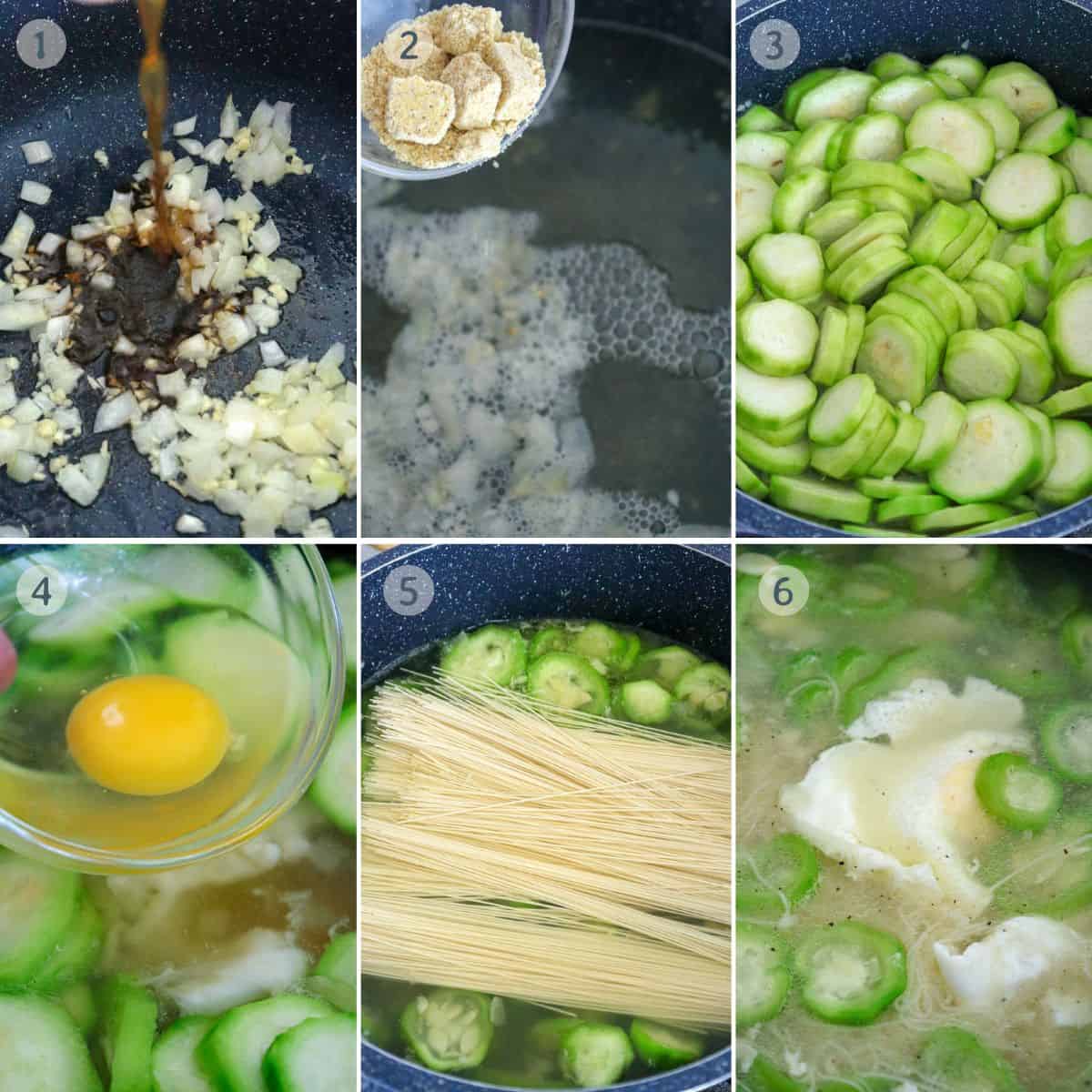 cooking Miswang Ebun with Patola in a pot.